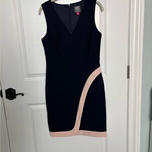 Vince Camuto Black and Orange Asymmetrical Sheath Dress